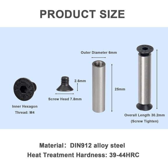 RRFDWQ-12 Packs Knife Handle Screws Rivets Bolts Fasteners, Black Hex Flat Head Screws for Knife Blade Fixing