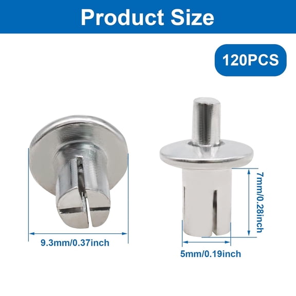 RRFDWQ-120 Pcs M5-7mm Hammer Drive Rivets, Aluminum Core Round Head Fasteners for Household Mechanical Equipment and Electronic Equipment Quick Installation