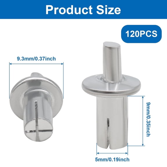 RRFDWQ-120 Pcs M5-9mm Hammer Drive Rivets, Aluminum Core Round Head Fasteners for Household Mechanical Equipment and Electronic Equipment Quick Installation