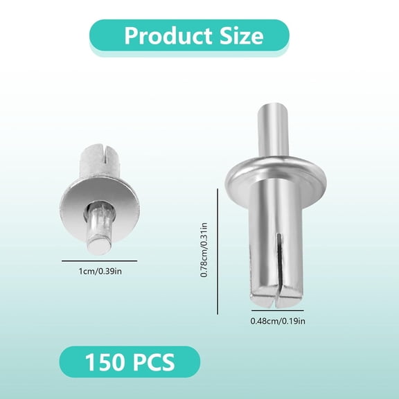 RRFDWQ-150 PCS Aluminum Core Rivets with Round Head, Half Round Head, Hammer Drive Blind Rivets, Knock Type Expansion, Silver