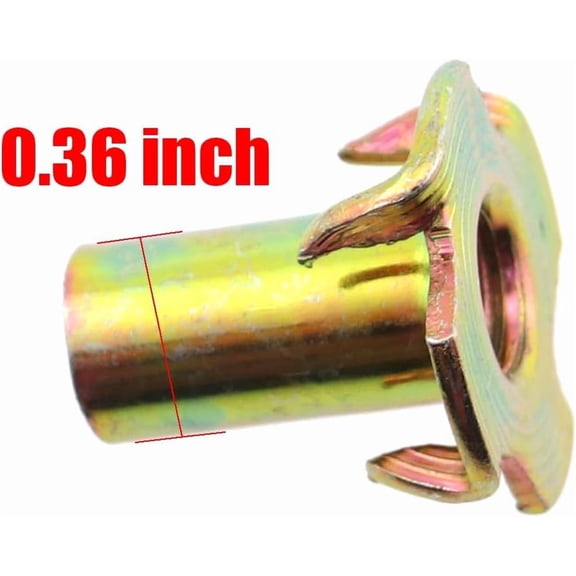 RRFDWQ-15PCS T Nut 4 Jaw Nut M8x20mm Threaded Insert Tee Nut Fixed Table Chair Legs Quad Spike Furniture Backboard Connection Rivet Nut for Wood Climbing Fixture Cabinetry Furniture