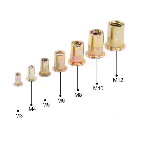 RRFDWQ-165pcs Mixed Zinc Plated Carbon Steel Rivet Nut Threaded Rivnut Insert Nutsert M3 / 4/5 / 6/8 / 10/12