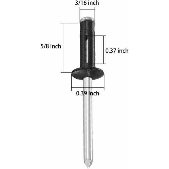 RRFDWQ-(170 pcs) Tri-Fold Rivets Assortment 3/16 * 5/8Tri Grip RivetsBlack Aluminum Blind Rivets Tri Grip Boat Kayak Rivets,Trifold RivetsBulb Style Rivets