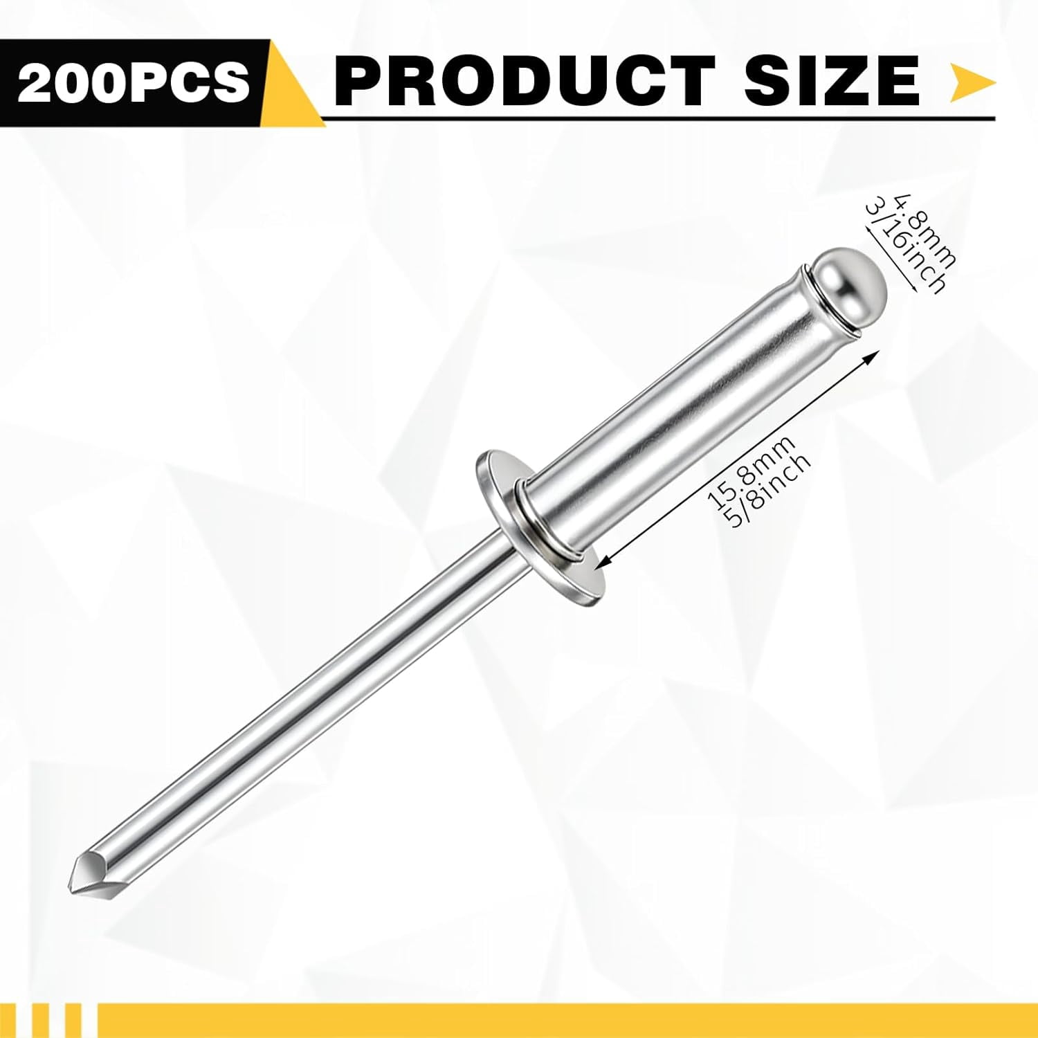 100-Pack Tri-Fold Exploding Large Head Rivets – 4x25mm Aluminum Flat Head Press Rivets For Sheet Metal, Cabinets, Vehicles