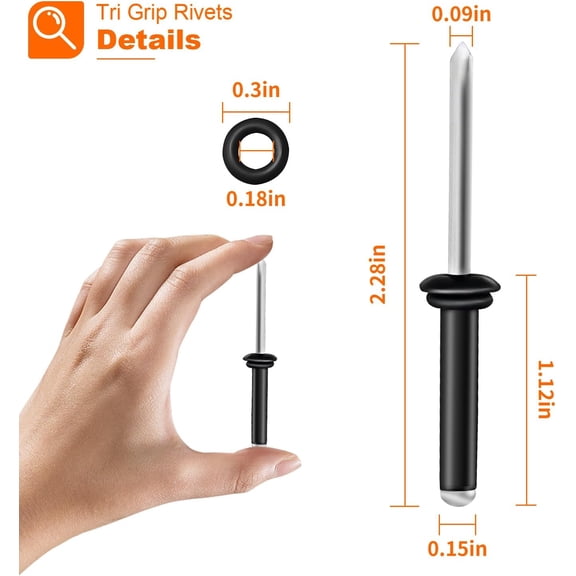 RRFDWQ-3/16" x 1" Tri Grip Rivets - 100PCS - Tri-fold Marine Aluminum Pop Rivets with Waterproof O Rings,Tri-Grip Rivets for Boat Canoe,Decorative Blind Rivets Tri Grip Boat Kayak Rivets,Trifold Rive