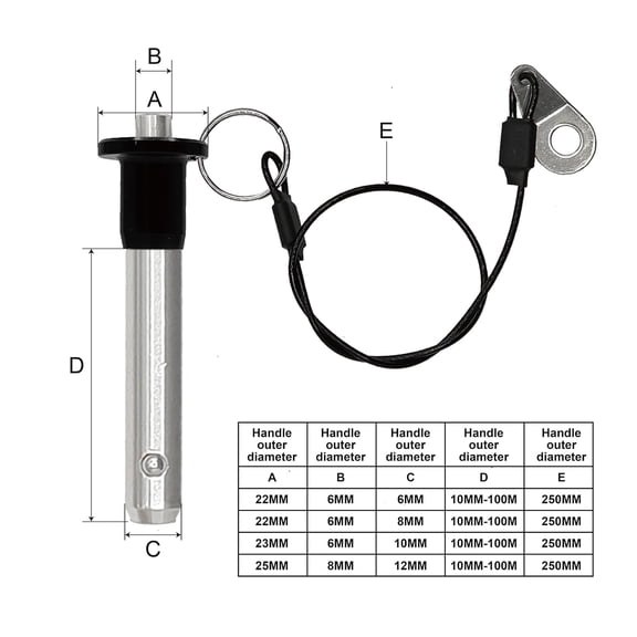 RRFDWQ-304 Stainless Steel Quick Release Pin Diameter 5/16 Inch(8mm) Ball Locking Pin with Push Button Lanyard Cable Usable Length 1.97"(50mm)