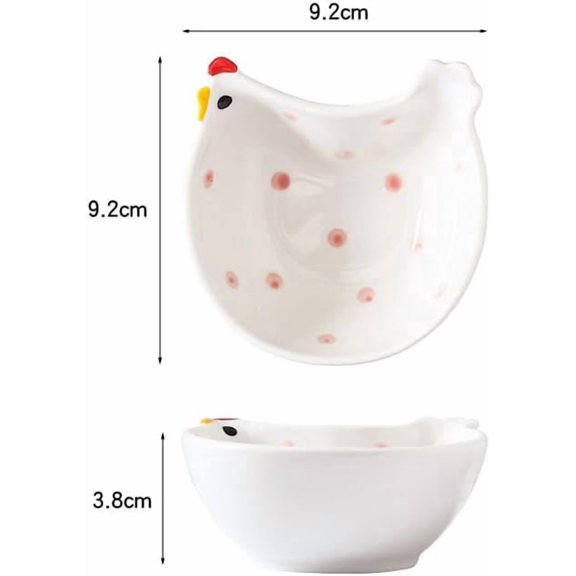 RRFDWQ-3Pcs Cute Chicken Shaped Dip Bowl Ceramic Sauce Dipping Bowls Appetizer Plates Exquisite Dinnerware Home Kitchen Accessories