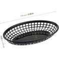 thumbnail image 1 of RRFDWQ-40 Pack 8.9x5.7x1.6 Inch Black Plastic Fast Food Baskets, Restaurant Serving Baskets, Oval Fast Food Serving Tray for Picnic, Deli Serving, Chicken, Burgers and Fries, 1 of 3