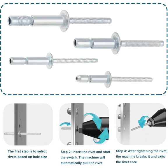 RRFDWQ-40PCS Internal Lock Dome Head Structural Rivets Grip Range of 1.5mm-16.0mm Rivet Fastener Bolt for Aviation Automobiles Construction Silver