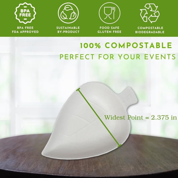 RRFDWQ-50ct Tiny Sugarcane Leaf Dish Eco Friendly Disposable Plates Tiny Serving Platter Appetizers Mini Dessert Party Plates Sustainable Bagasse Mini Plates for Parties Weddings, Caterers CMJJ