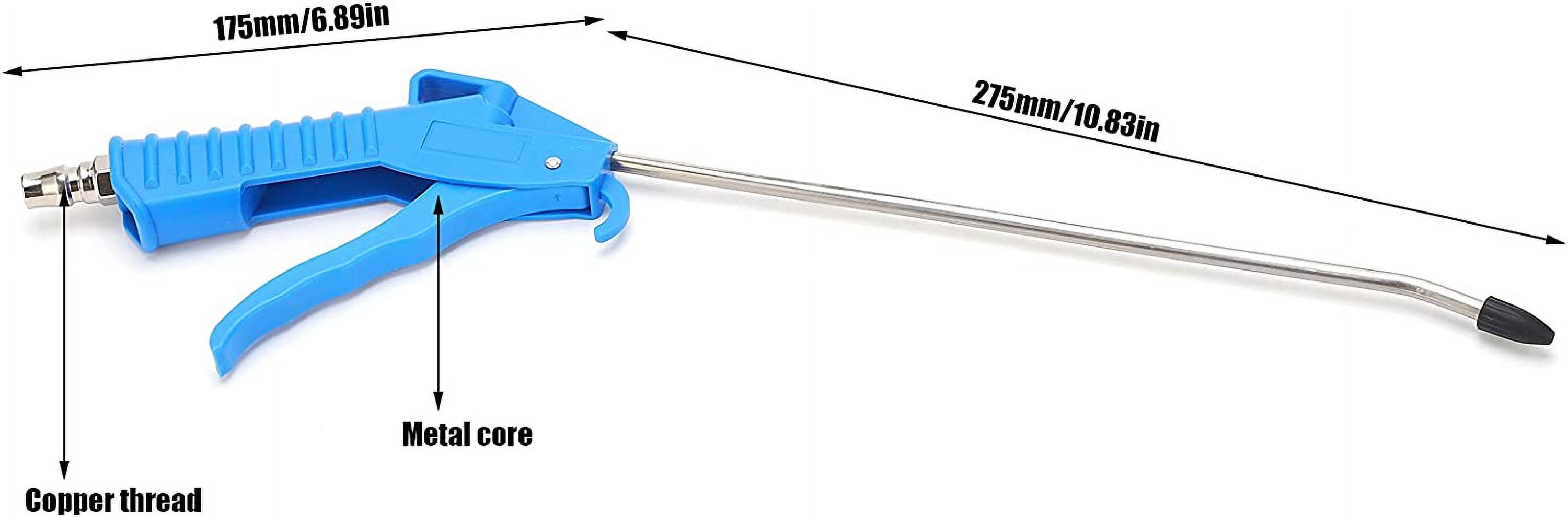 High-Volume Aluminum Air Blow Gun With 10” Long Angled Nozzle – Lightweight Pneumatic Dust Blower For Tight Spaces, Narrow Gaps, And Hard-to-Reach Areas, With Rubber Tip