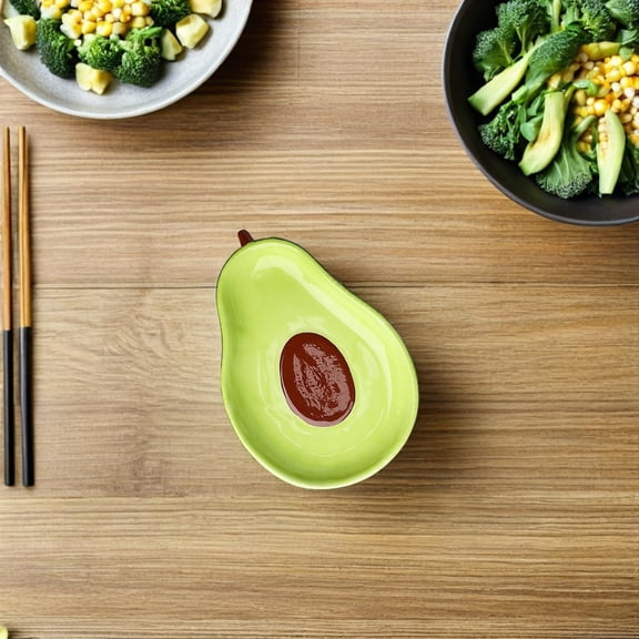 RRFDWQ-Avocado Shape Ceramic Plate: Cute Appetizer Serving Dish 6.5inch Decorative Fruit Salad Dessert Platter Tray Dip Bowl for Kitchen Home Restaurant