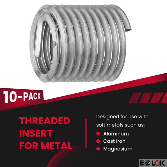 RRFDWQ-Coil Threaded Insert for Metal 18-8 Stainless Steel Helical Wire Thread Insert 5-40 Internal Threads, 0.250" Length, Pack of 10