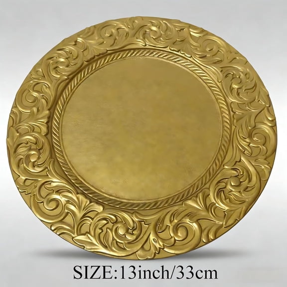 RRFDWQ-Crown Charger Plates, Elegant & Durable Plastic Dinner Plates Set - 6PCS Retro European Style for Table Decor, wedding decor, party decor, charger plates set 6 Glod