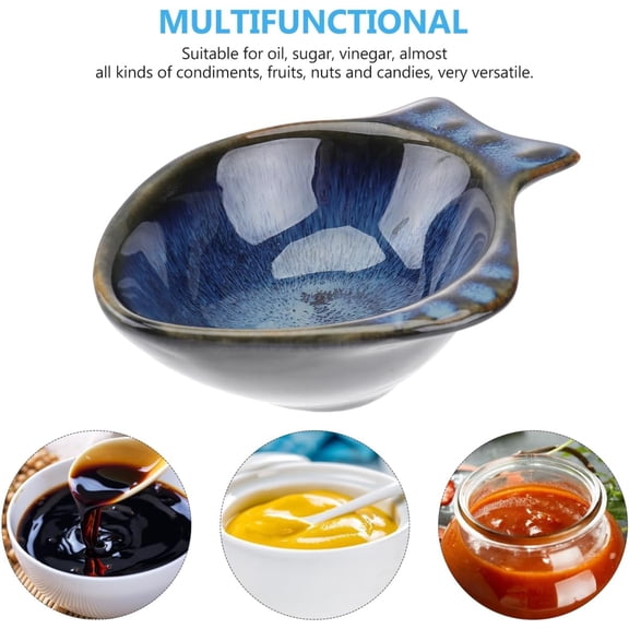 RRFDWQ-Fish Shaped Ceramic Sauce Dish 4.33X3.34X1.57In Seasoning Dipping Bowl Appetizer Plate for Home Kitchen Condiments Serving Bowl Easy to Clean