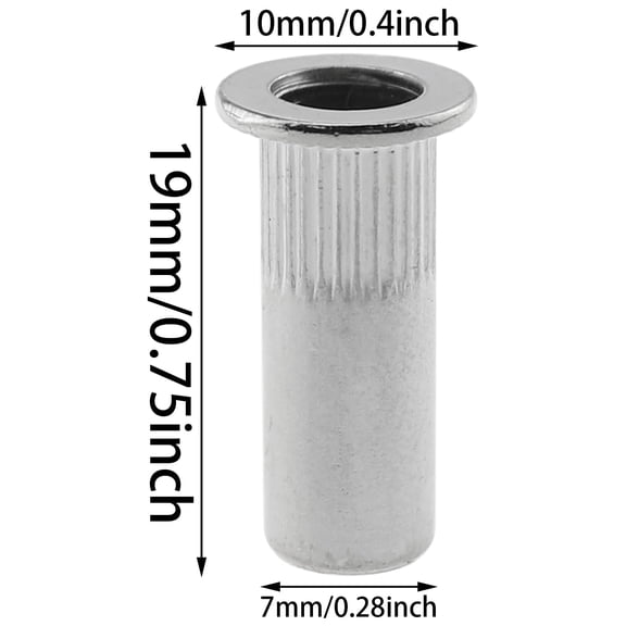 RRFDWQ-Heyous 10PCS M5 Metal Sealed Rivet Nut Silver 304 Stainless Steel Closed End Thread Embedded Nut for Furniture Machinery Fastener