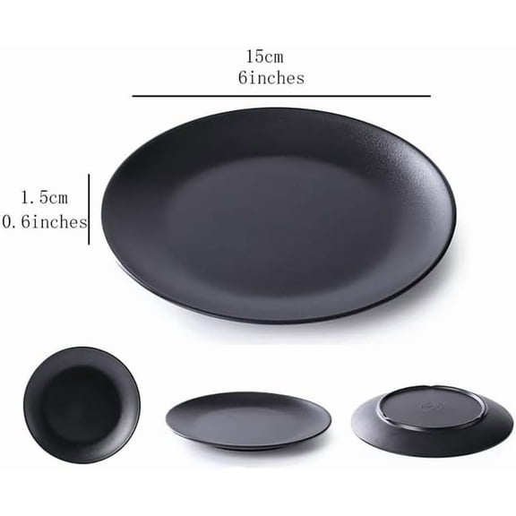 RRFDWQ-Melamine Plastic Dinnerware Set,Black Plates,Dinner Plates, Dessert Plate,Serving Plate Set of 4