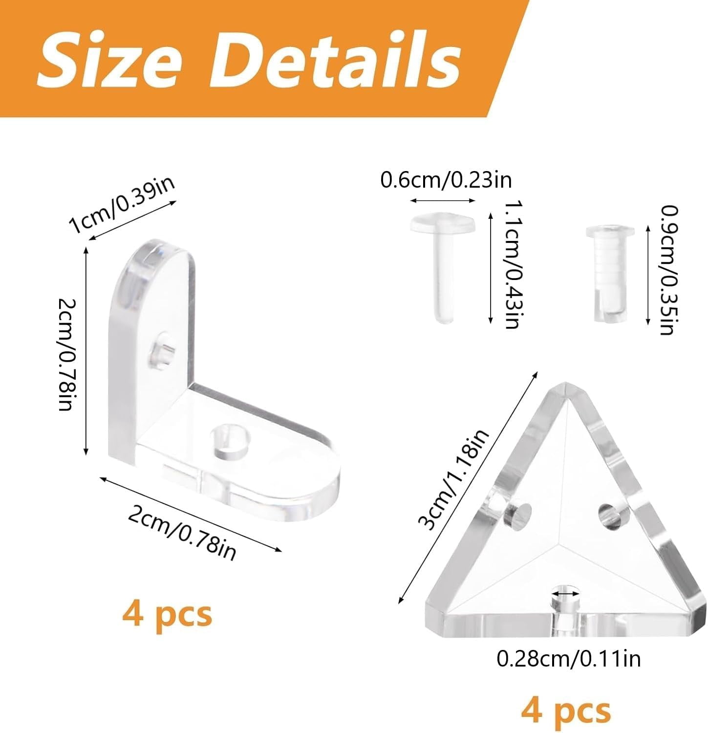 RRFDWQ-Morobor Acrylic Corner Bracket, Clear 3-Hole Right Angle Joint ...