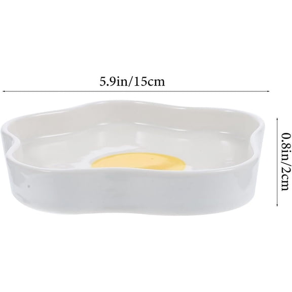 RRFDWQ-Poached Egg Plate Ceramic 5.9 Inch Unique Irregular Egg Design Dessert Plate Salad Serving Tray for Home Restaurant Breakfast Snacks