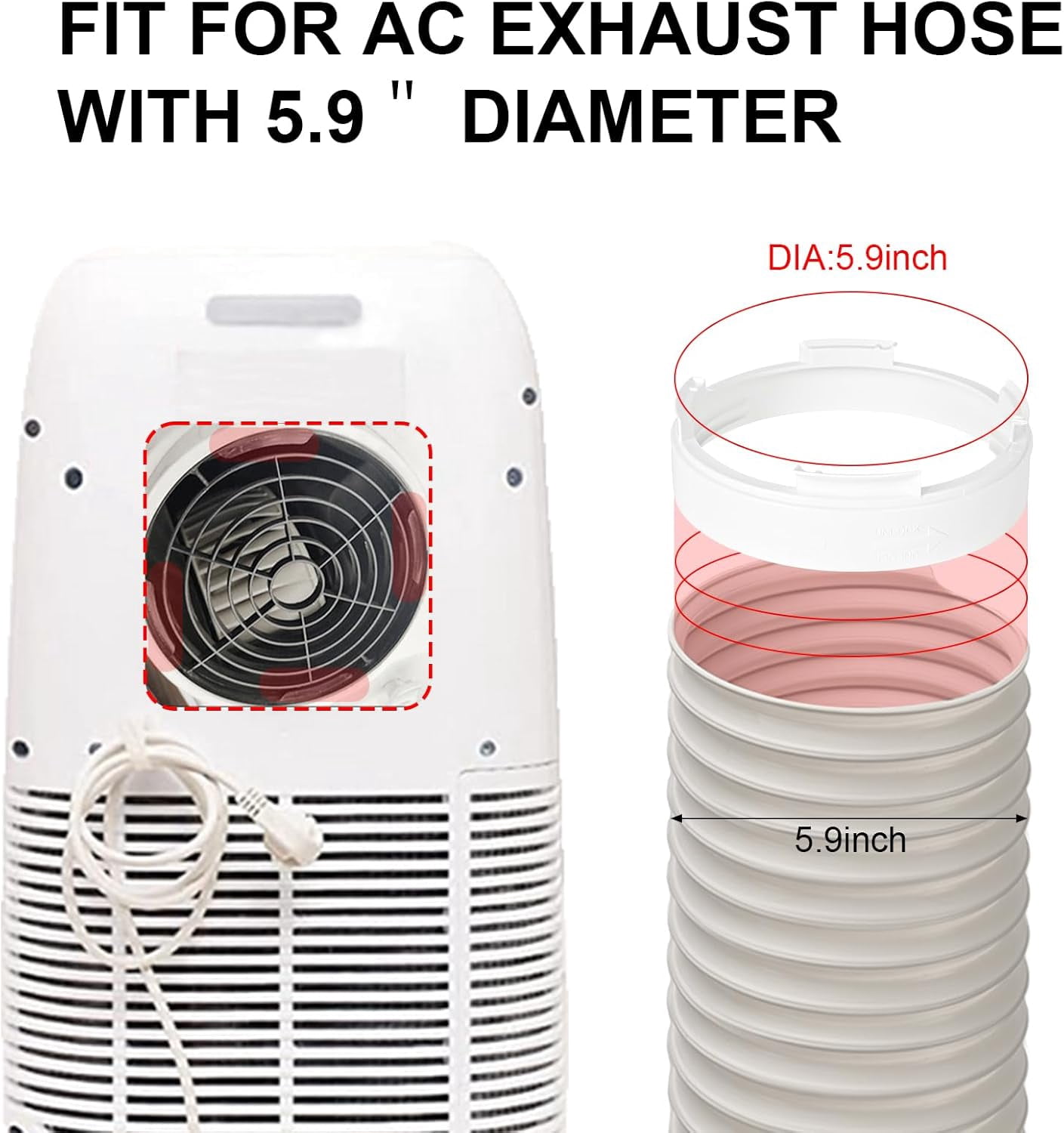 RRFDWQ-Portable AC Exhaust Hose Coupler 5.9 inch Air Conditioner Unit ...