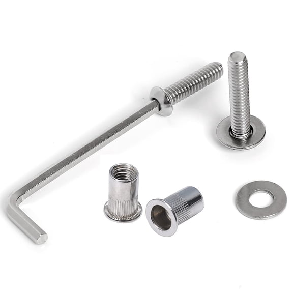 RRFDWQ-Stainless Steel 1/4-20 Rivet Nuts and Bolts 1" Button Head Socket Cap Screws 1/4-20 Flat Washers Rivnut Threaded Nutsert 30-Set