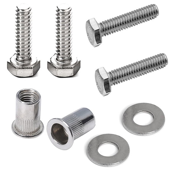 RRFDWQ-Stainless Steel 1/4-20 Rivet Nuts and Bolts 3/4" Hex Head Screws 1/4-20 Flat Washers Rivnut Threaded Nutsert 30-Set