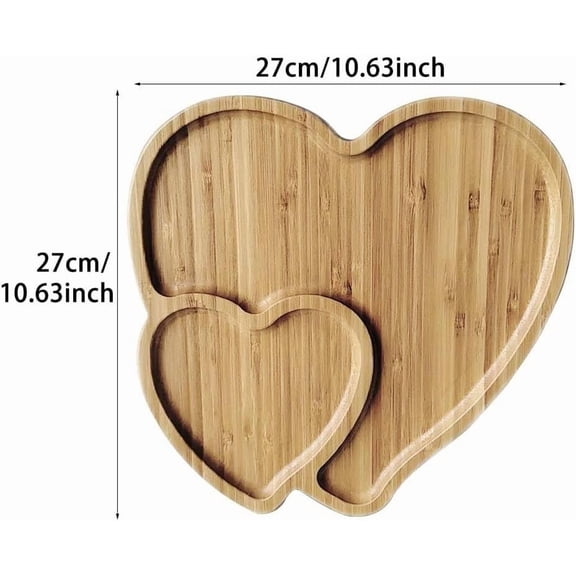 RRFDWQ-Wooden Serving Tray Heart Shaped Cheese Board Salad Plate Dinner Plate Cake Plate Decorative Serving Platter Plate for Snack Candy Food Fruit Decor (Size:10.63x10.63x0.63inch)