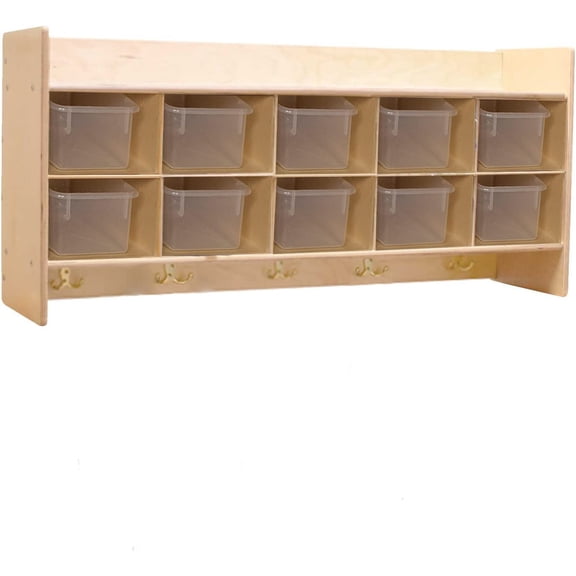 RRI Goods 10 Section Classroom Storage Organizer Shelving Translucent Trays