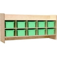thumbnail image 1 of RRI Goods 10-Section Wood Toy Cubbies Storage w Lime Green Plastic Bins, 1 of 10
