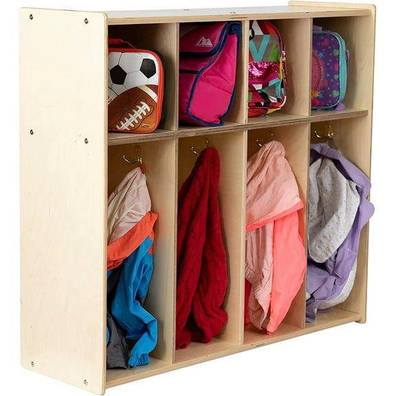 RRI Goods 4-Section Montessori Cubby Toddler Coat Rack, Locker Organizer