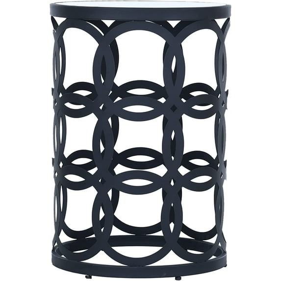 RRI Goods Contemproray End Table, Glass Top Metal Base Side Accent Table