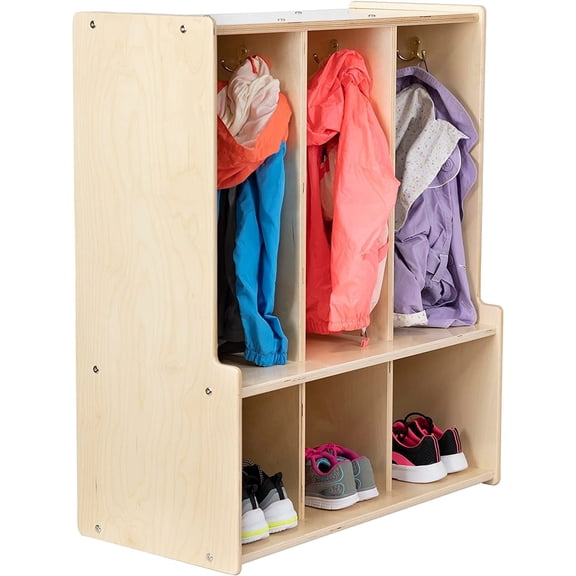 RRI Goods Toddler Storage 3-Compartment Birch Plywood Storage Locker