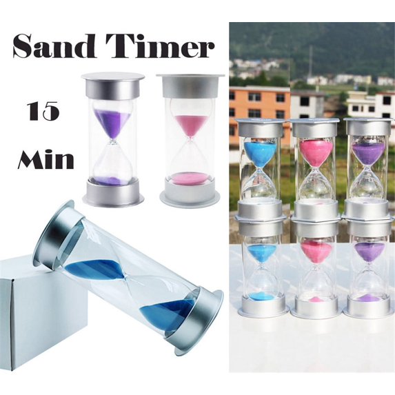 RRJ 2Pcs 15 Minutes Sand Timer Hourglass, Durable Plastic Sand Clock forKidsTime Management,Children'sEducationalToyfor Homework Games, Birthday Gift Home Decor Souvenir