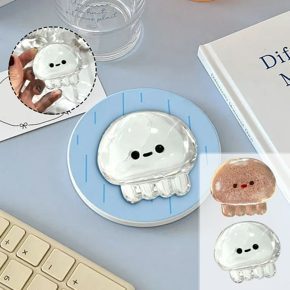 RRJ 2Pcs Slow Pressure Release SensoryToys, Transparent Jellyfish Squeeze Fidget Clips, Stress Relief AnxietyToysforKidsAdults, Desk Office Classroom Autism ADHD Focus Tools