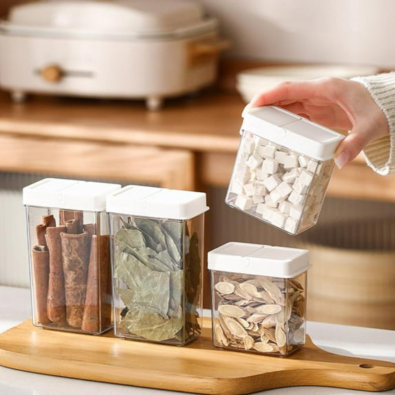 RRJ 2Pcs Spice Organizer, Food Grade Compartment Box, Kitchen Cooking Spice Storage Box, Spice Jar, Transparent Spice Container, Airtight Spice Rack, Countertop Spice Dispenser for Pantry Cabinet