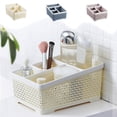 thumbnail image 1 of RRJ 3Pcs Bathroom Caddy Organizer, Plastic Cosmetic Storage Box For Cotton Swabs Makeup Brushes, Desktop Vanity Organizer, Bathroom Countertop Tray, Bedroom Dresser Storage For Jewelry Pens, 1 of 9
