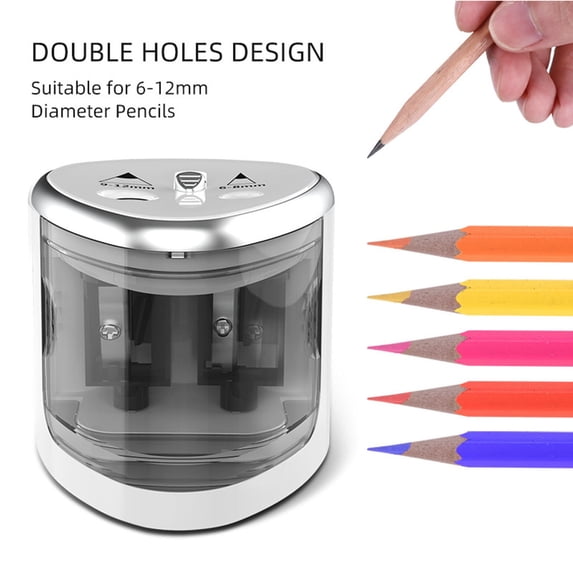 RRJ 3Pcs Electric Pencil Sharpener For Colored Pencils, Battery Operated Dual Hole Sharpener For 6-12mm Pencils, Automatic Pencil Sharpener For Artists AdultsKids, Portable Sharpener For Office Study