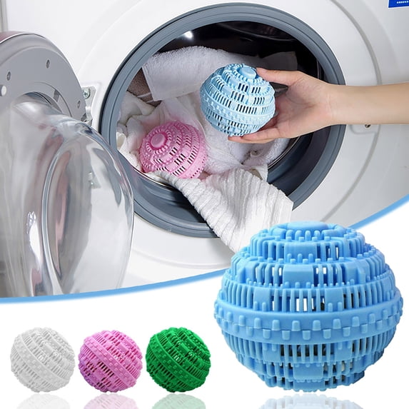 RRJ 4Pcs Laundry Detergent Replacement, Reusable Eco-Friendly Natural Washer Balls, Bio-Ceramic Cleaning Pods for Clothes, Sustainable Laundry Solution for All Fabrics