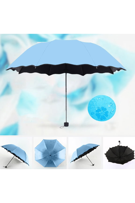 4Pcs Summer Sun Protection Umbrella, UPF 50+ UV Blocking Folding Sunshade, Water Activated Floral Pattern Rain Umbrella with Windproof Fiberglass Ribs for Beach Travel Outdoor