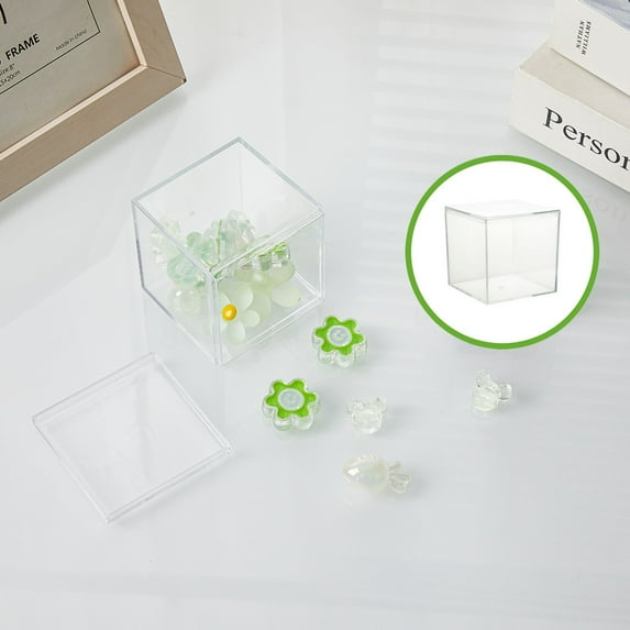 RRJ Acrylic Storage Box, Clear Plastic Organizer Container With Lid, 10x10x10cmToyCandy Jewelry Organizer, Decorative Gift Box For Wedding Birthday Party Decor