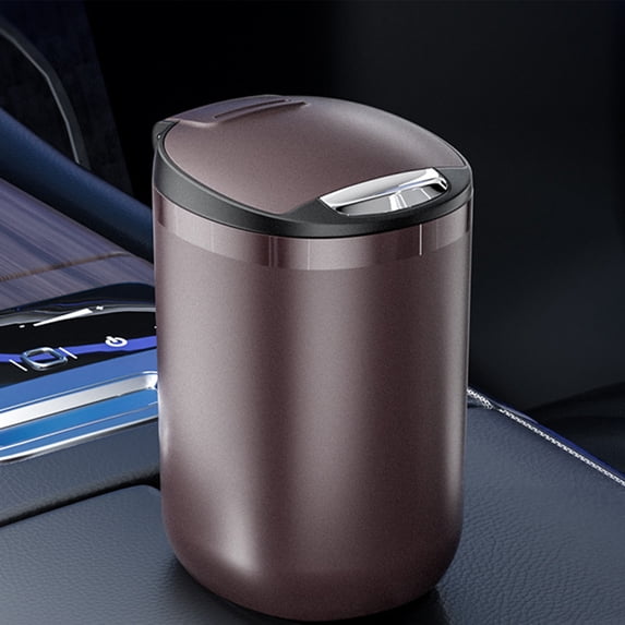 RRJ Car Ashtray With Lid, Fire-Proof Metal Fashionable Car Ashtray, Leak-Proof Sealed Car Trash Can, Automotive Interior Accessories for Men Women