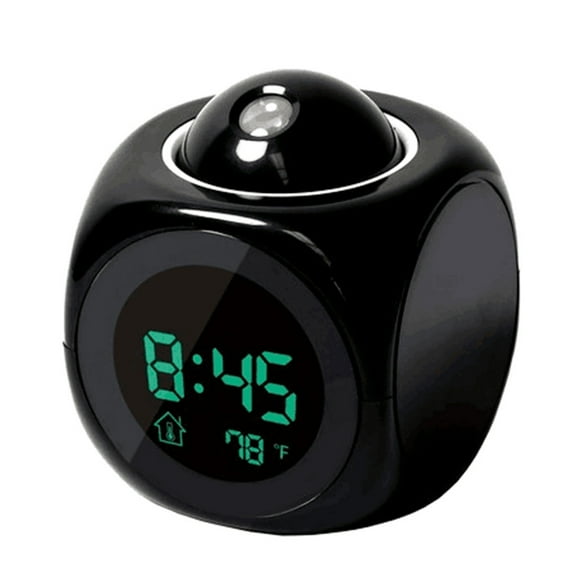 RRJ Digital Projection Alarm Clock, Multifunction LED Wall Ceiling Display with Voice Talking Temperature Time, LCD Bedside Desk Clock for Bedroom Office Home Decor