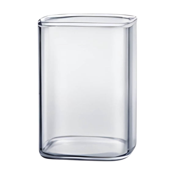RRJ Glass Drinking Cup, Transparent Crystal Clear Square Water Cup, Acrylic Juice Milk Coffee Cup for Home Office Kitchen Dining Room Decor