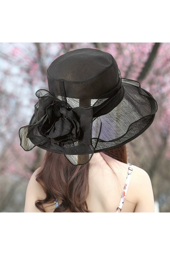Hats For Women, Tea Party Accessories, Faux Linen Wide Brim Sun Hat, Elegant Ladies Church Hat For Garden Party Wedding Mother Of The Bride