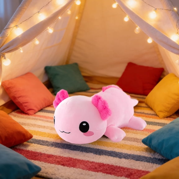 RRJ Hexagon Salamander PlushToy, Sleeping Cartoon Stuffed Animal Soft Cute Doll Fish, Cuddly Salamander Plushie for KidsChildrenBedroom Nursery Decor