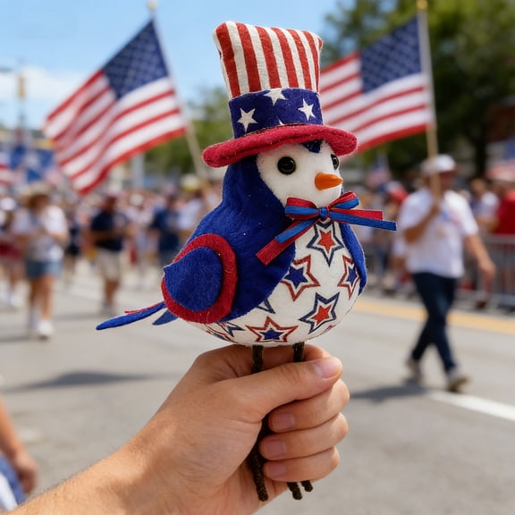 RRJ Independence Day Decorations, Patriotic Birds Ornament Polyester Sculpture, Cute American Eagle Figurine for July 4th Party Home Office Tabletop Decor