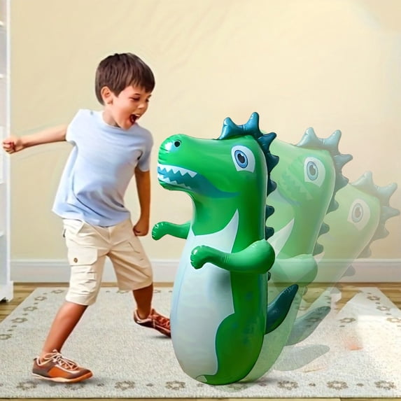 RRJ Inflatable DinosaurToy, Thick Plastic Tumbler Punching Bag forKidsAdults, Indoor Decompression Exercise Fighting Stress Relief, Standing Bop Bag for Home Gym Playroom