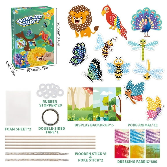 RRJ Insect Poke Art Kit, Animal Bug Poke PaintingToyforKids, Early Education DIY Craft Activity, Fine Motor SkillsToysforBoysandGirls, Creative Birthday Gift forChildren