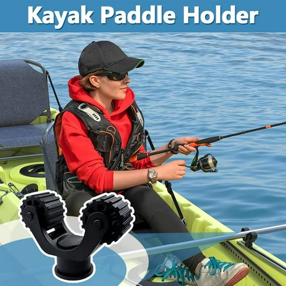RRJ Kayak Paddle Holder, Fishing Kayak Accessories Track Mount with Soft Rubber Rollers, Secure Paddle Storage for Kayaking and Canoeing, Easy Installation Deck Hardware for Kayak Paddles