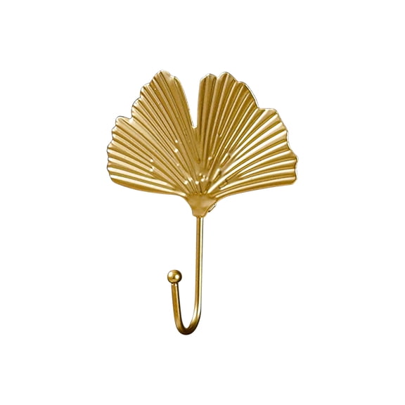 RRJ Nordic Style Wall Hook, Leaf Shaped Coat Hanger Key Hook Robe Hook, Ginkgo Leaf Wall Art Metal Towel Drying Rack, No Drill Decorative Storage for Bathroom Bedroom Entryway